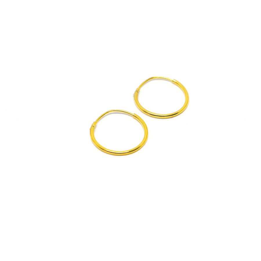 Wholesale | Sterling Silver Earrings | 14mm Mini Hoops | 22k Gold Plated | 3 Pairs