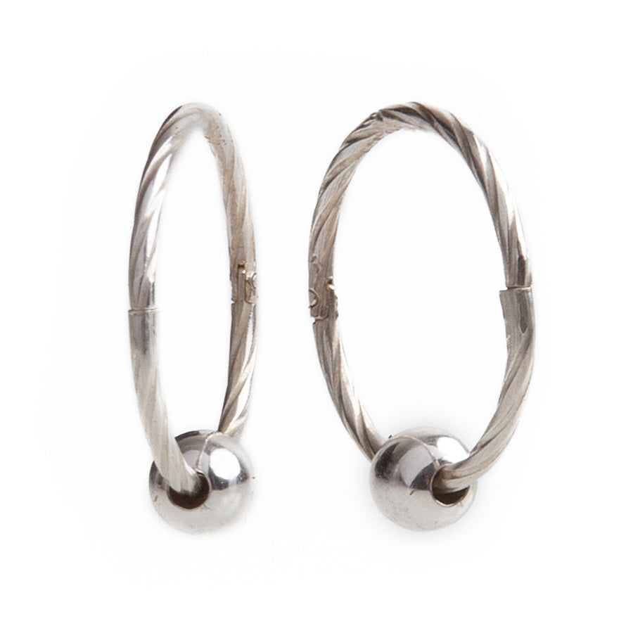 Wholesale | Silver 14mm Sleeper Hinged Hoops with 4mm Beads