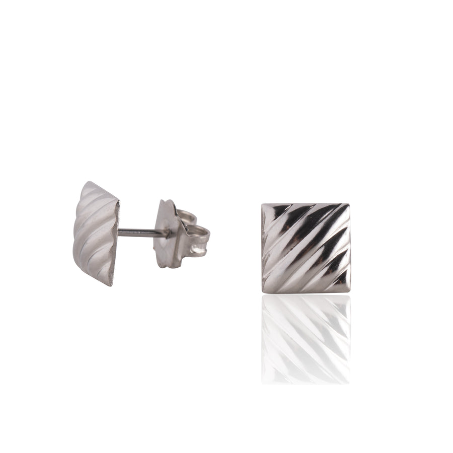 Wholesale | Silver Lined Square Stud Earrings