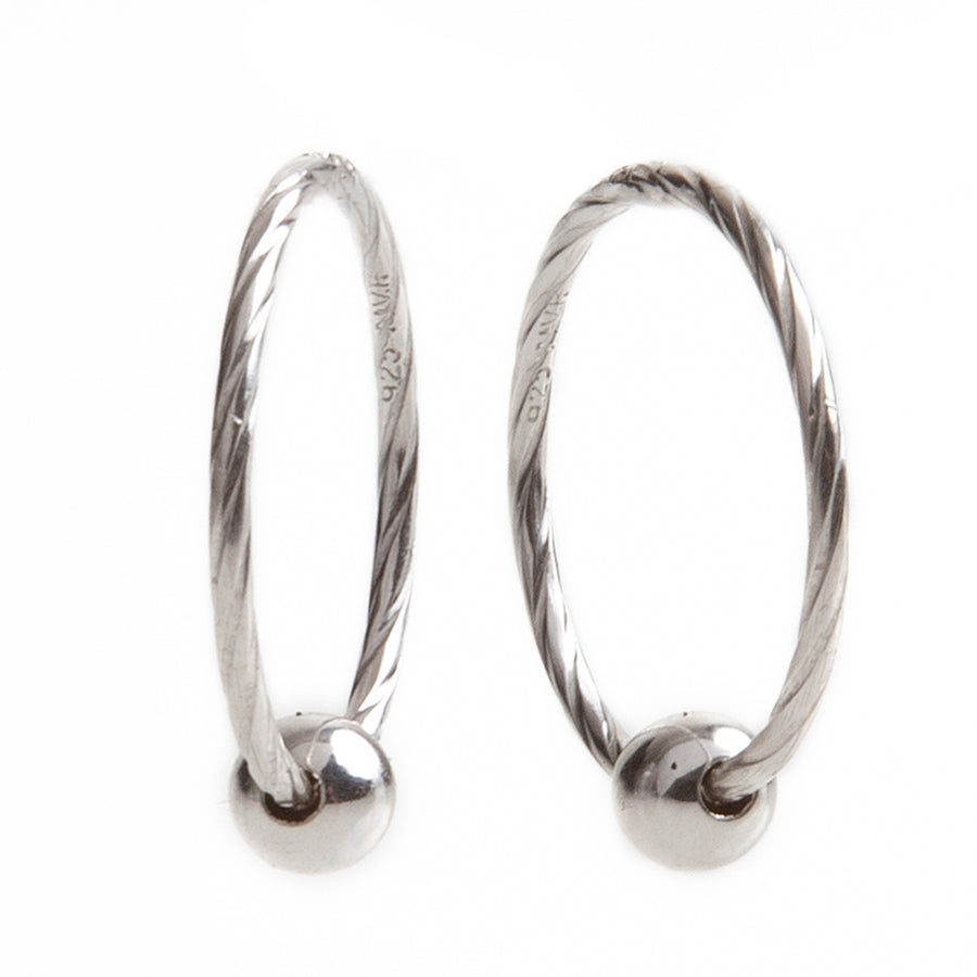 Wholesale | Silver 16mm Sleeper Hinged Hoops with 4mm Beads