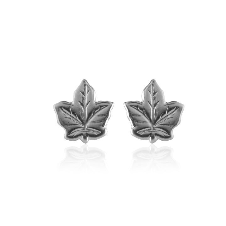 Silver Maple Leaf Stud Earrings