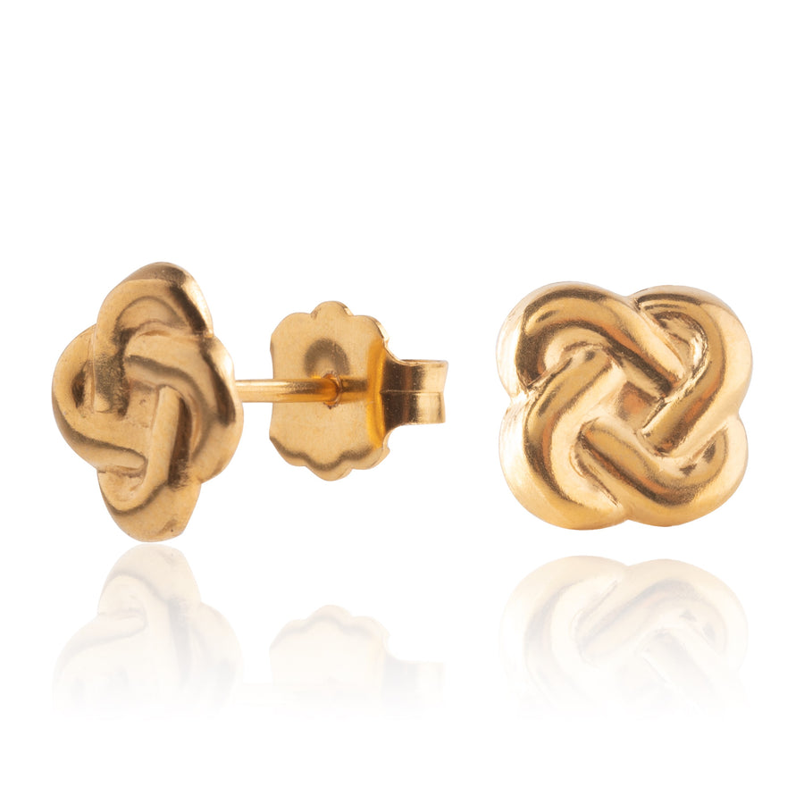 Gold Celtic Love Knot Stud Earrings