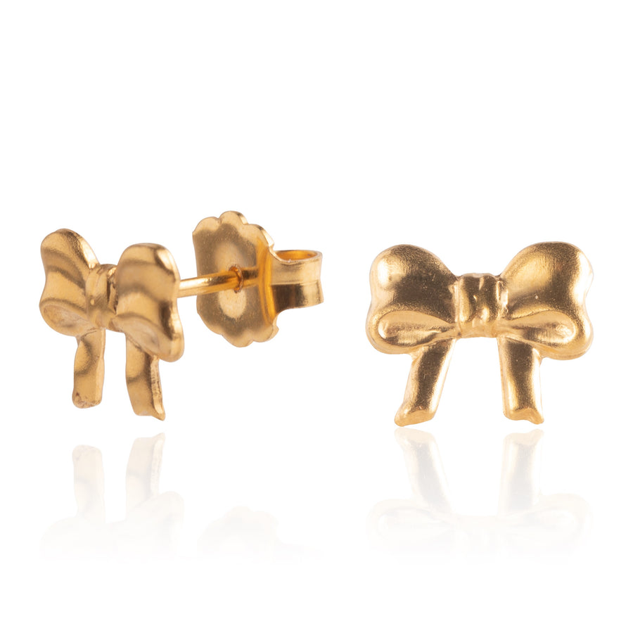Gold Small Bow Stud Earrings