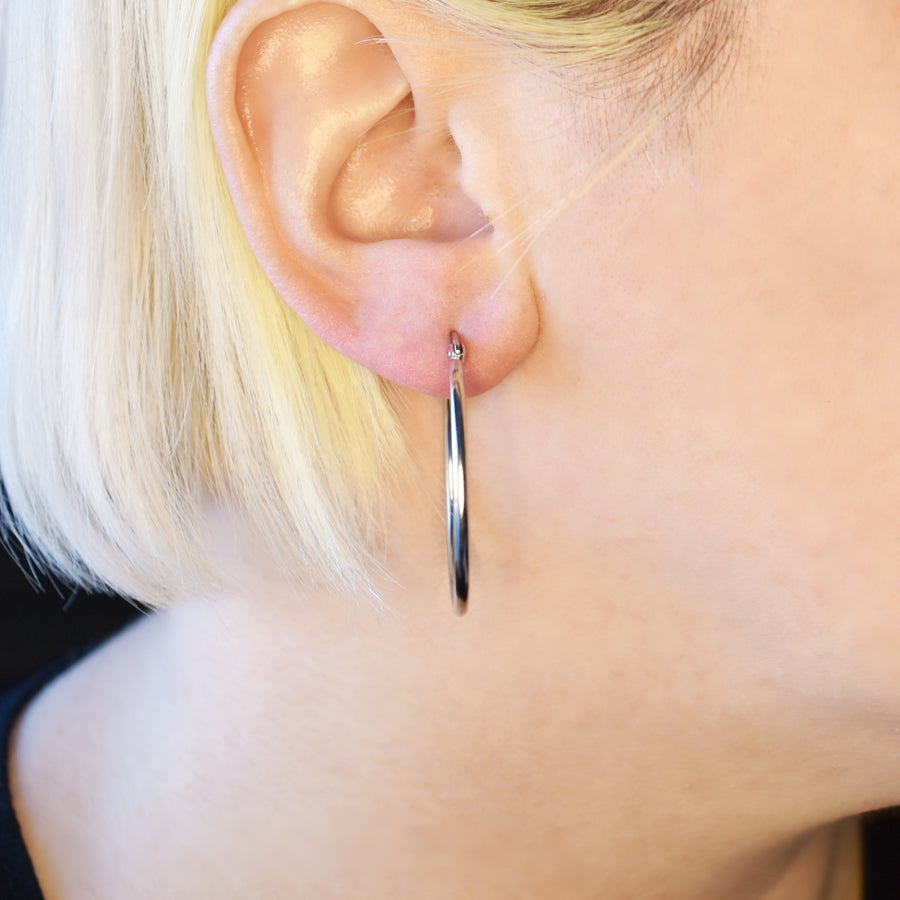 Silver 30mm Statement Hoop Earrings