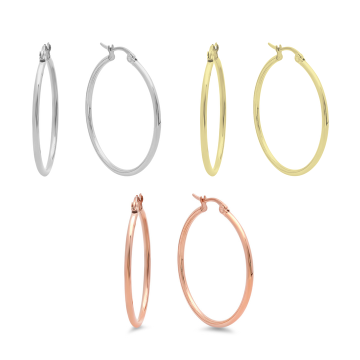 30mm Statement Hoop Earrings 3 Pairs