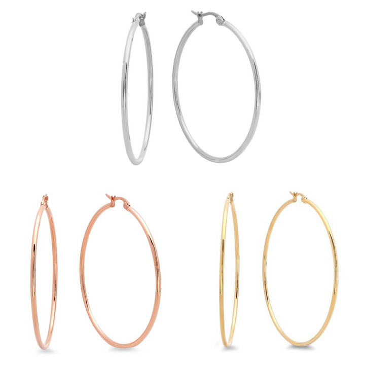 50mm Statement Hoop Earrings 3 Pairs