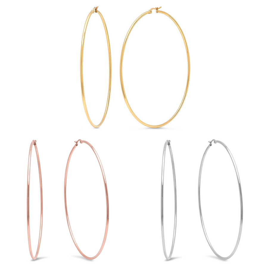 90mm Statement Hoop Earrings 3 Pairs