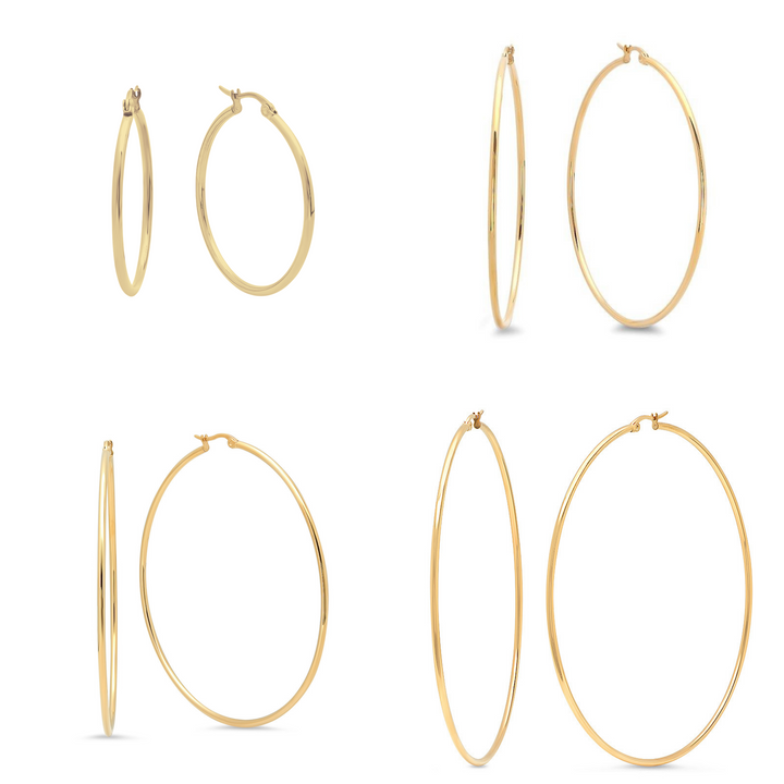 Gold Statement Hoop Earrings 4 Pairs