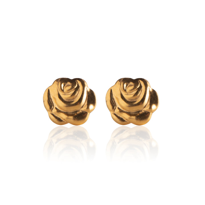 Gold Rosebud Stud Earrings