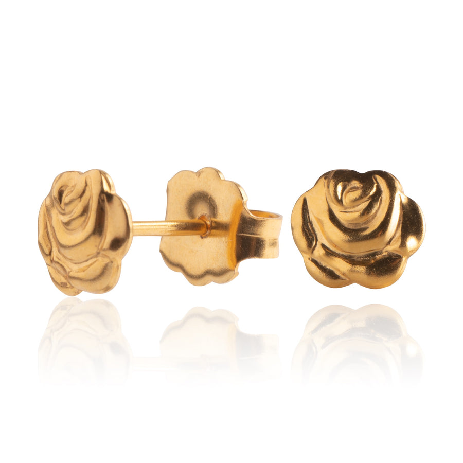 Gold Rosebud Stud Earrings