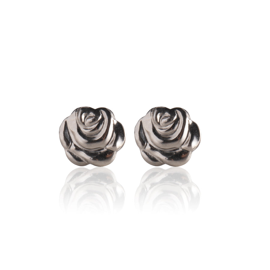 Silver Rosebud Stud Earrings