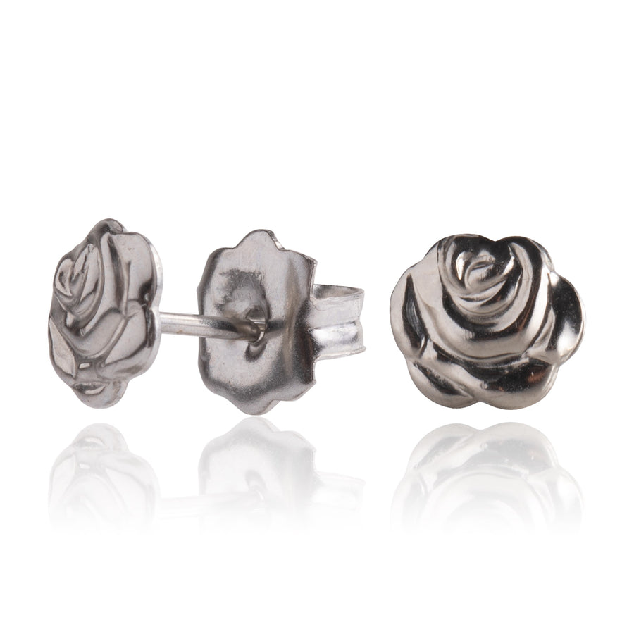 Silver Rosebud Stud Earrings