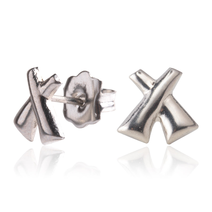 Silver X Stud Earrings