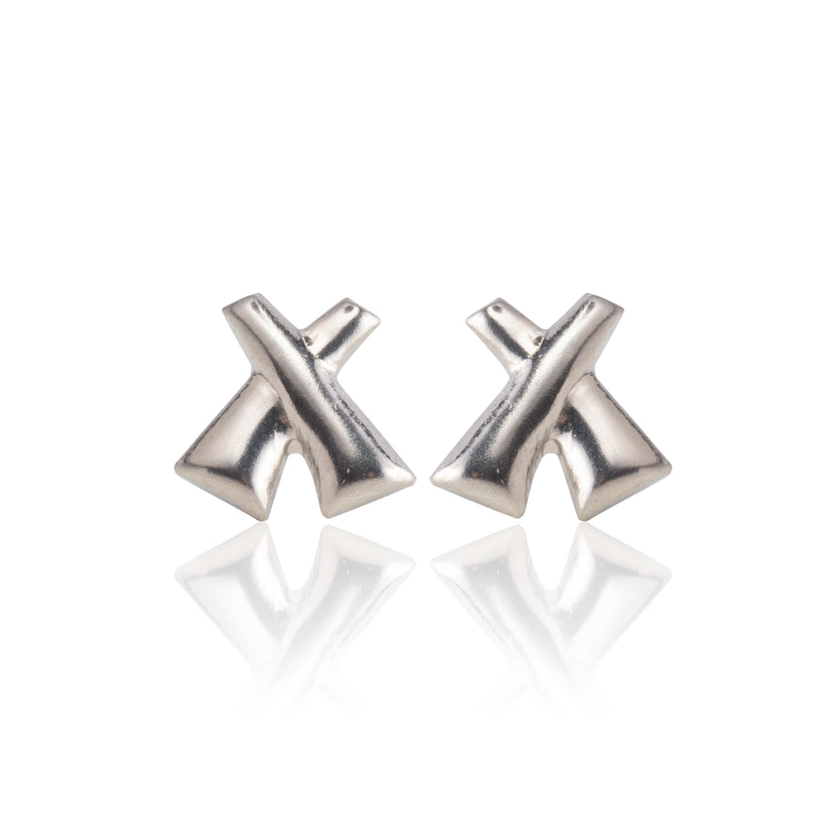 Silver X Stud Earrings