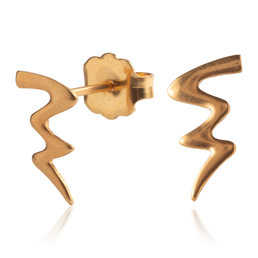 Gold Cyclone Squiggle Stud Earrings