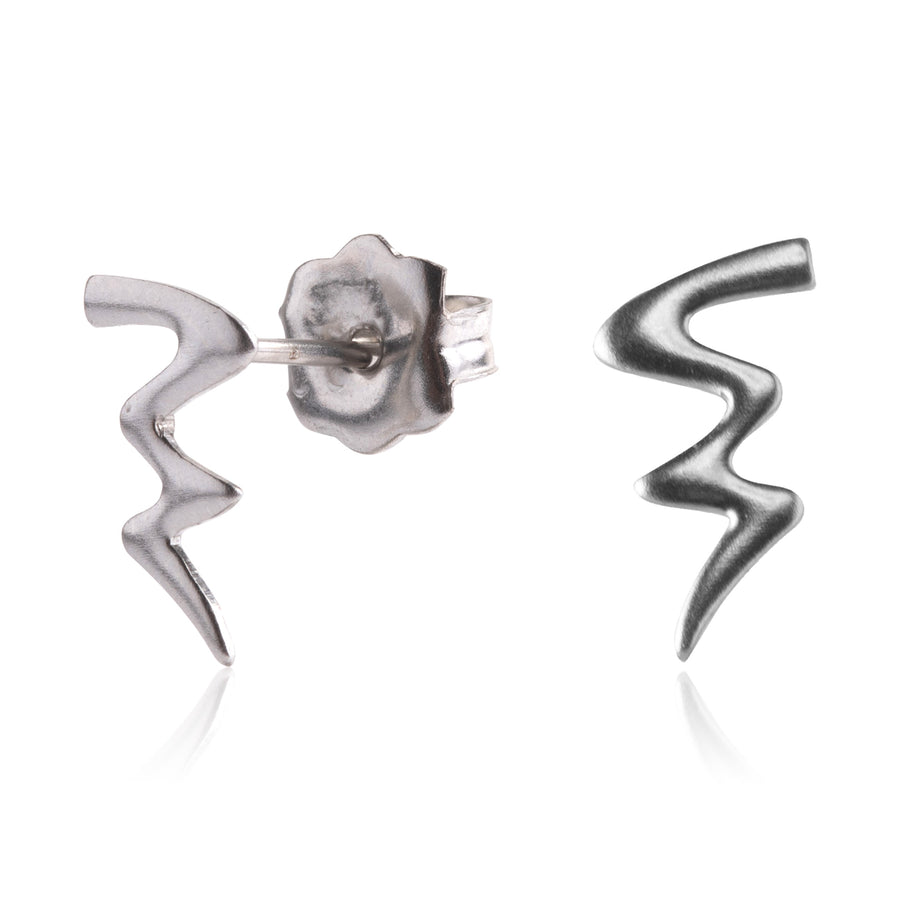 Silver Cyclone Squiggle Stud Earrings