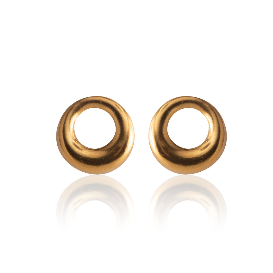 Gold Open Circle Donut Stud Earrings