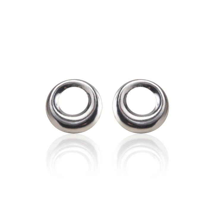 Silver Open Circle Donut Stud Earrings