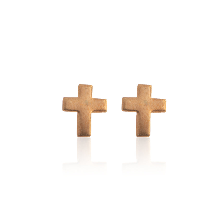 Wholesale | Gold Small Cross Stud Earrings