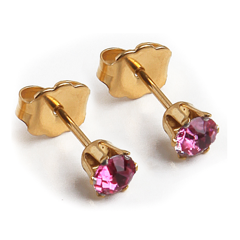 Cubic Zirconia Birthstone Earrings 2 Pairs in Gold - October