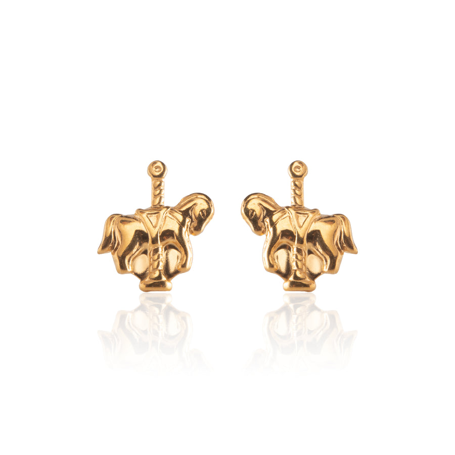 Gold Carousel Stud Earrings