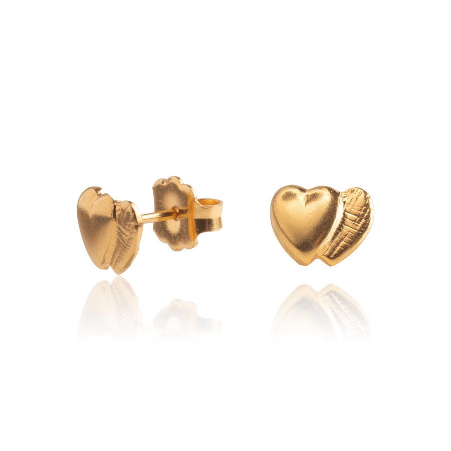 Wholesale | Gold Double Heart Stud Earrings