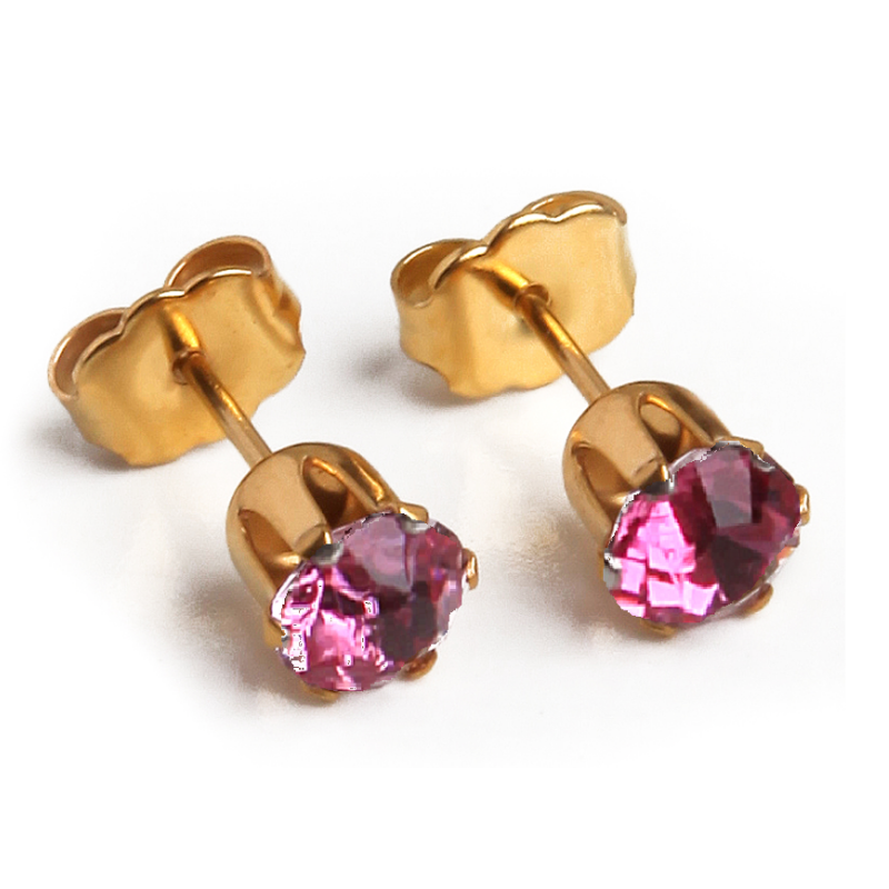 Cubic Zirconia Birthstone Earrings 2 Pairs in Gold - October