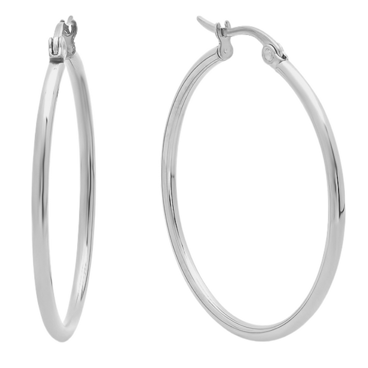 Silver 30mm Statement Hoop Earrings