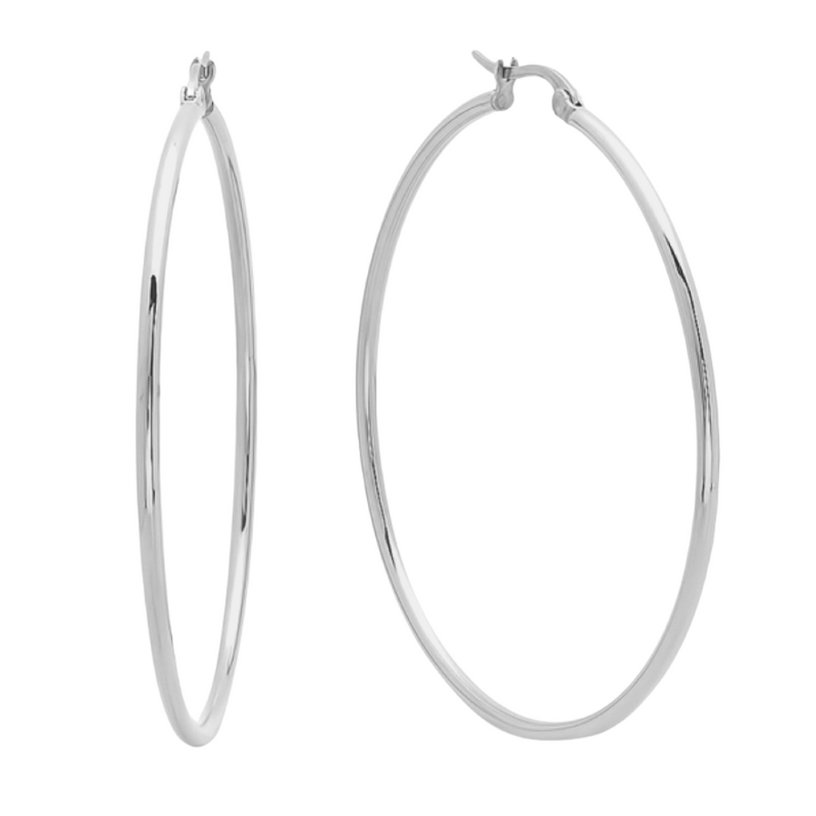 Silver 70mm Statement Hoop Earrings
