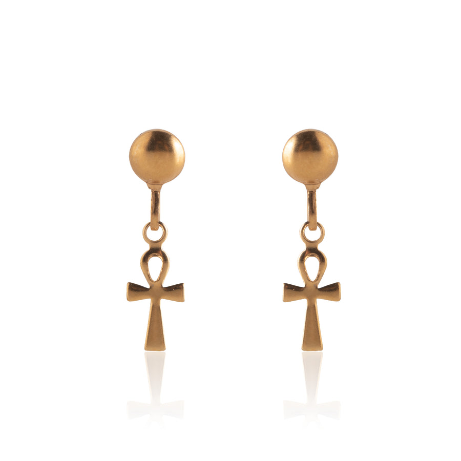 Wholesale | Gold Ankh Drop Earrings