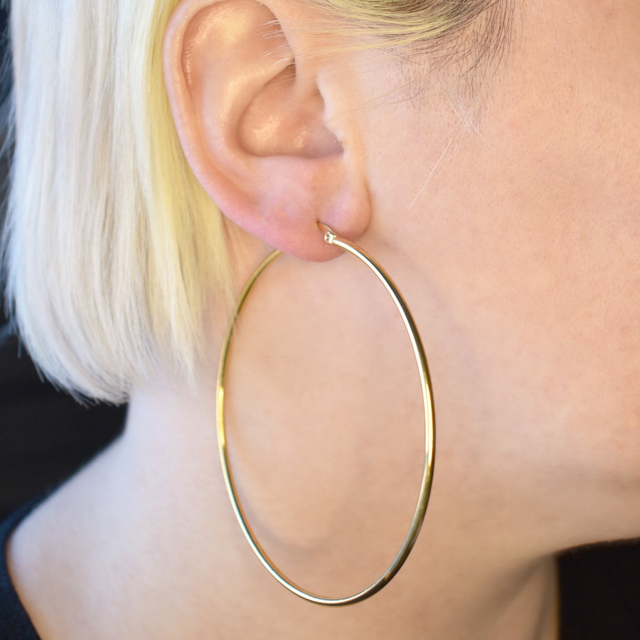 Gold 70mm Statement Hoop Earrings