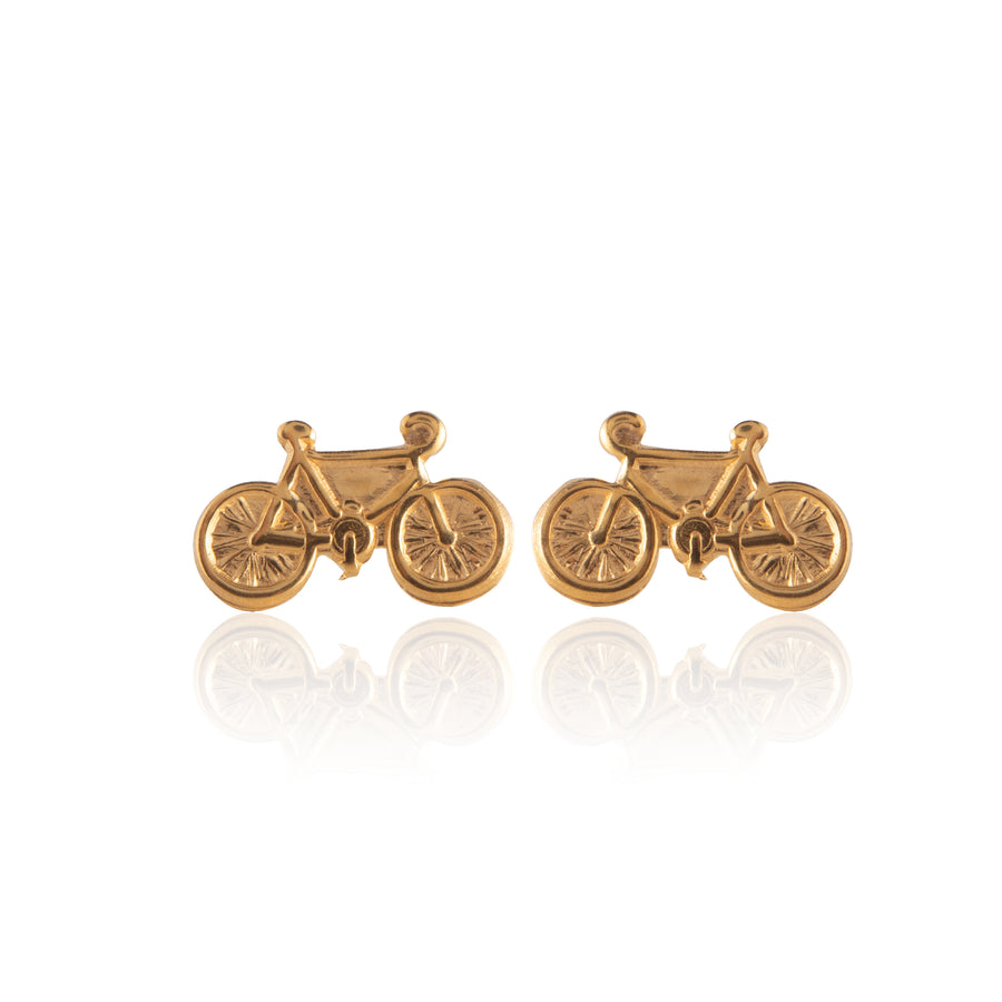 Gold Bicycle Stud Earrings
