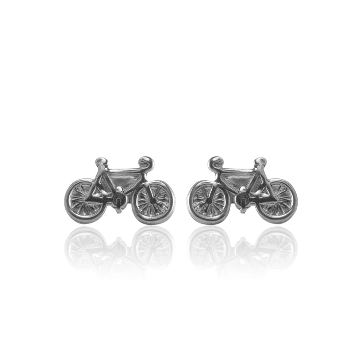 Silver Bicycle Stud Earrings