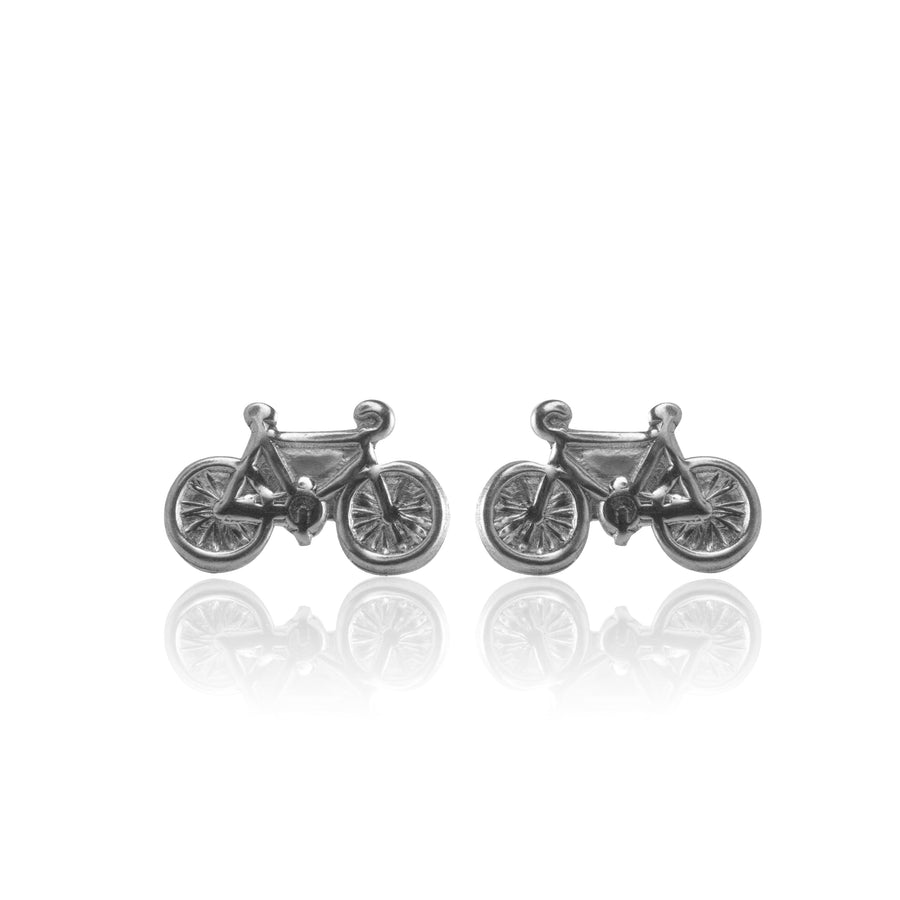 Silver Bicycle Stud Earrings