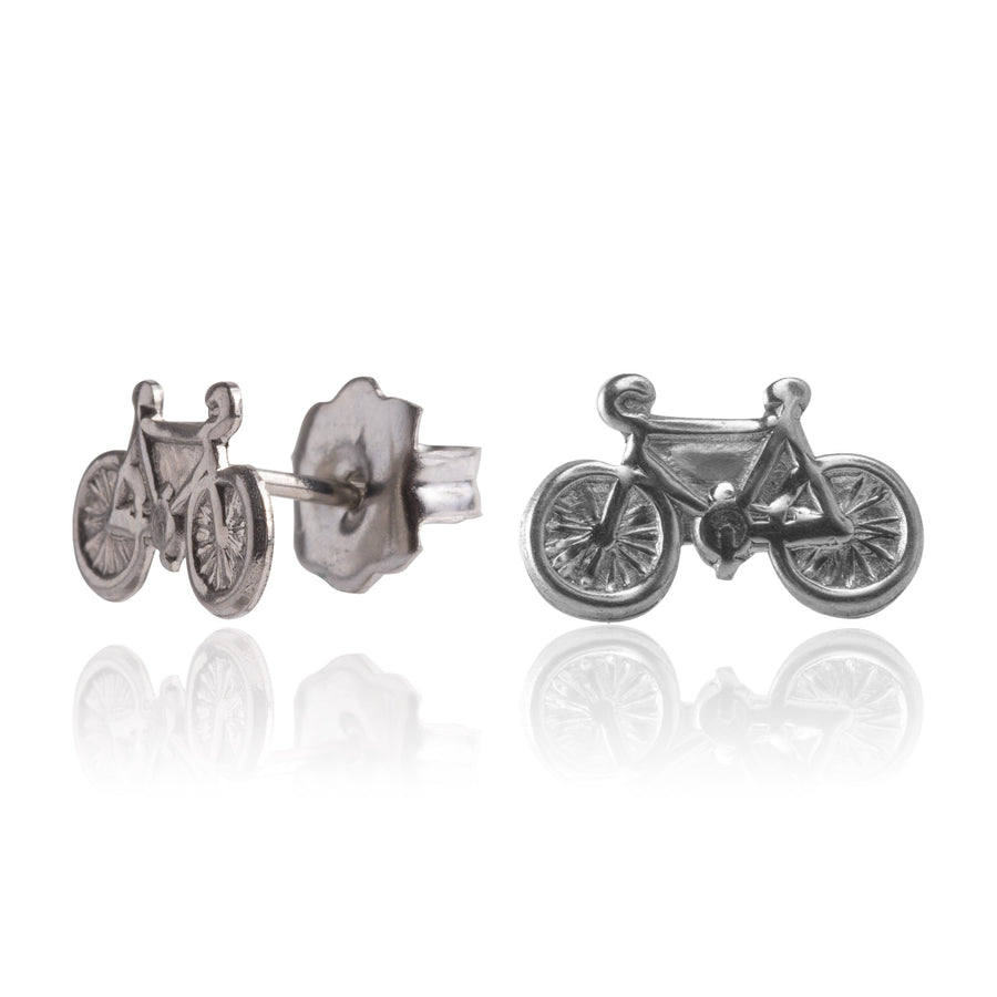 Silver Bicycle Stud Earrings