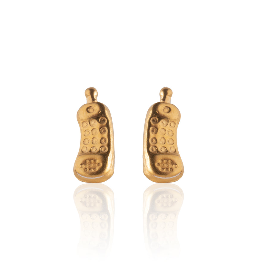 Wholesale | Gold Retro Cellphone Stud Earrings