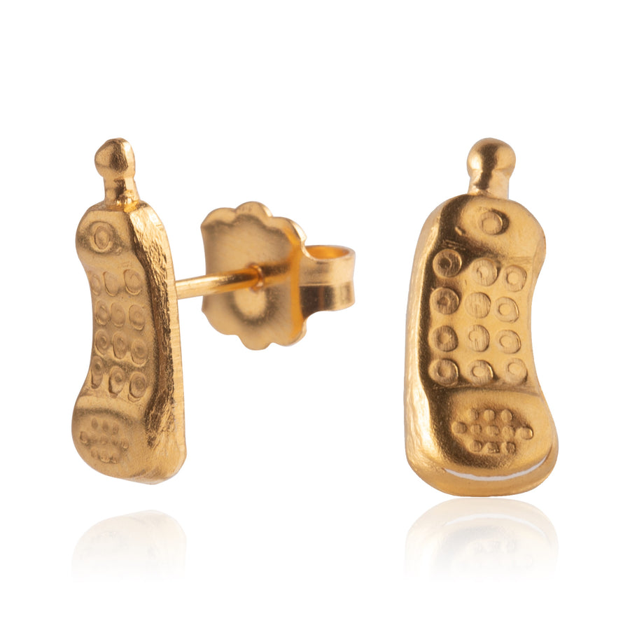 Wholesale | Gold Retro Cellphone Stud Earrings