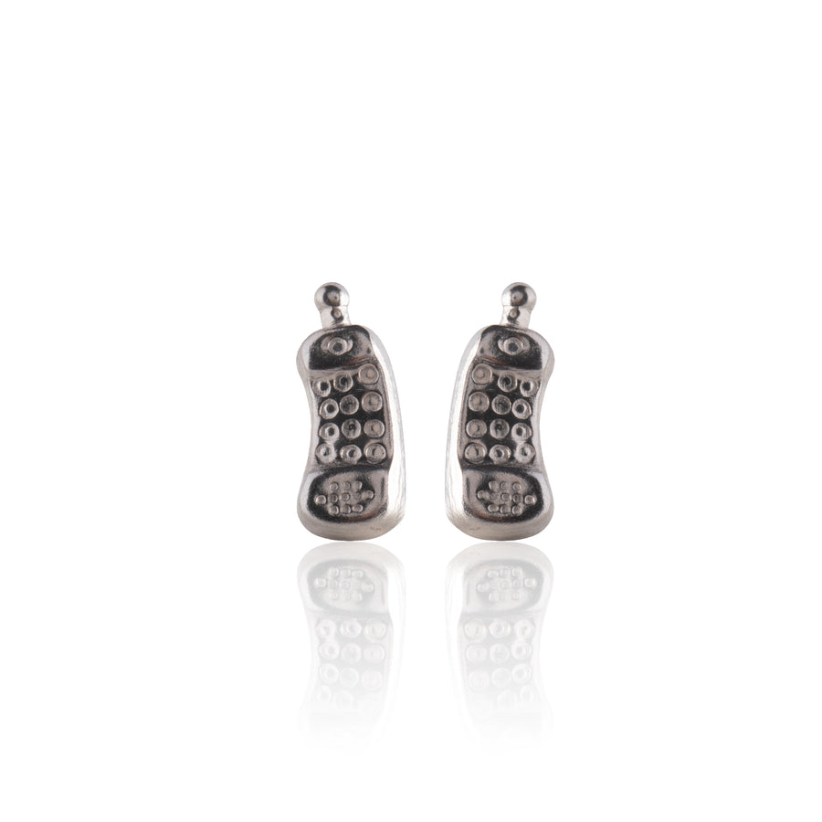 Wholesale | Silver Retro Cellphone Stud Earrings