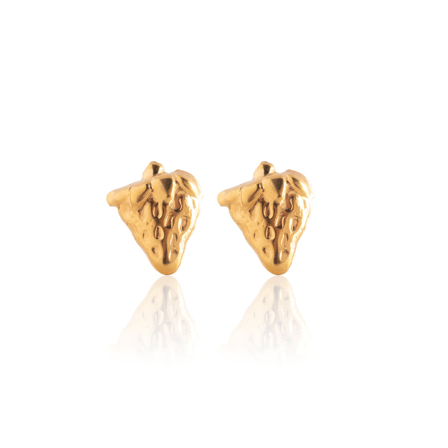 Gold Strawberry Stud Earrings