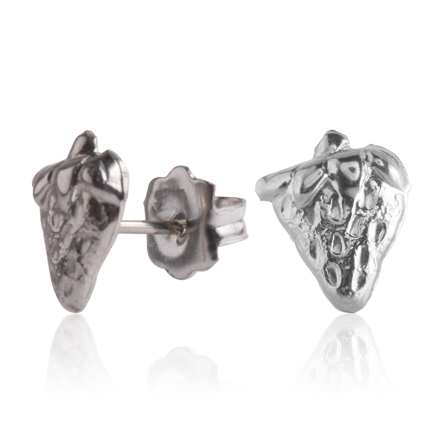 Silver Strawberry Stud Earrings