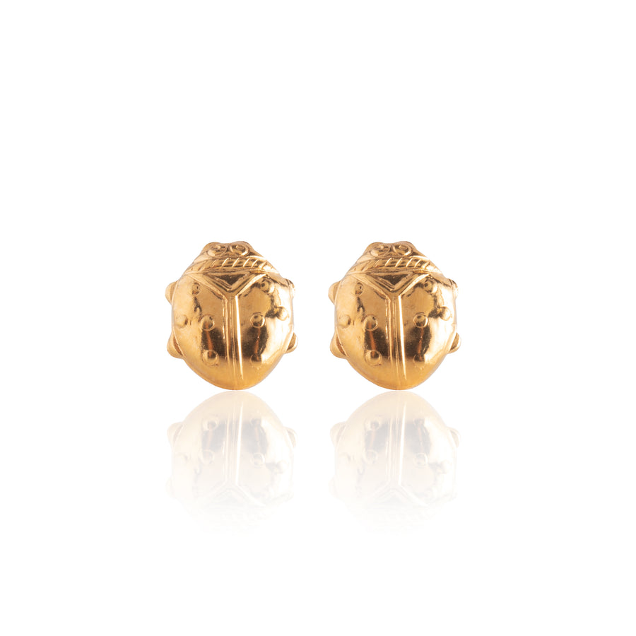 Gold Ladybug Stud Earrings