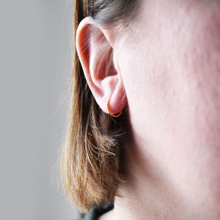 8mm Gold Sleeper Hinged Hoops