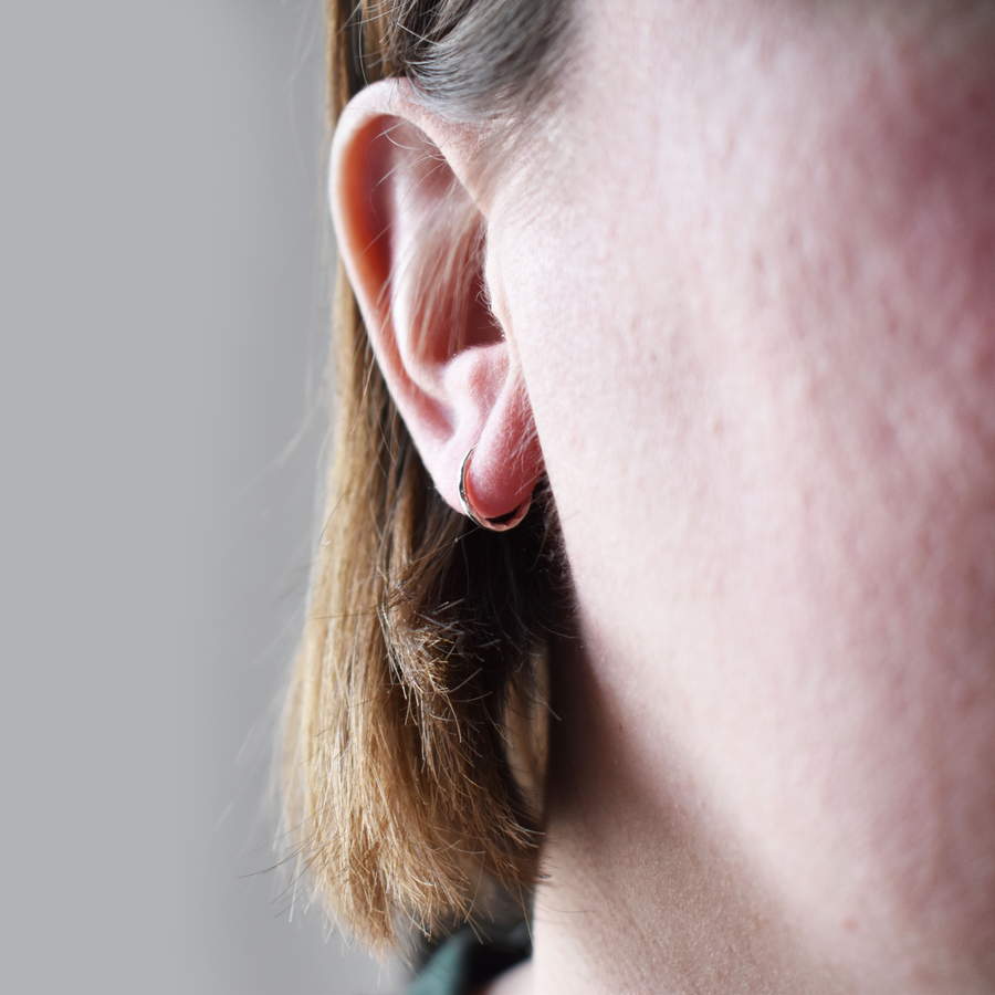8mm Silver Faceted Sleeper Hinged Hoops