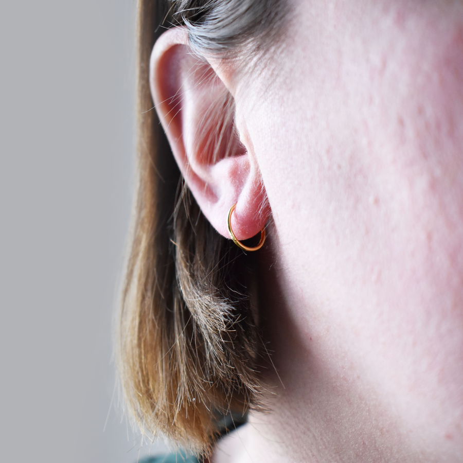 10mm Gold Sleeper Hinged Hoops