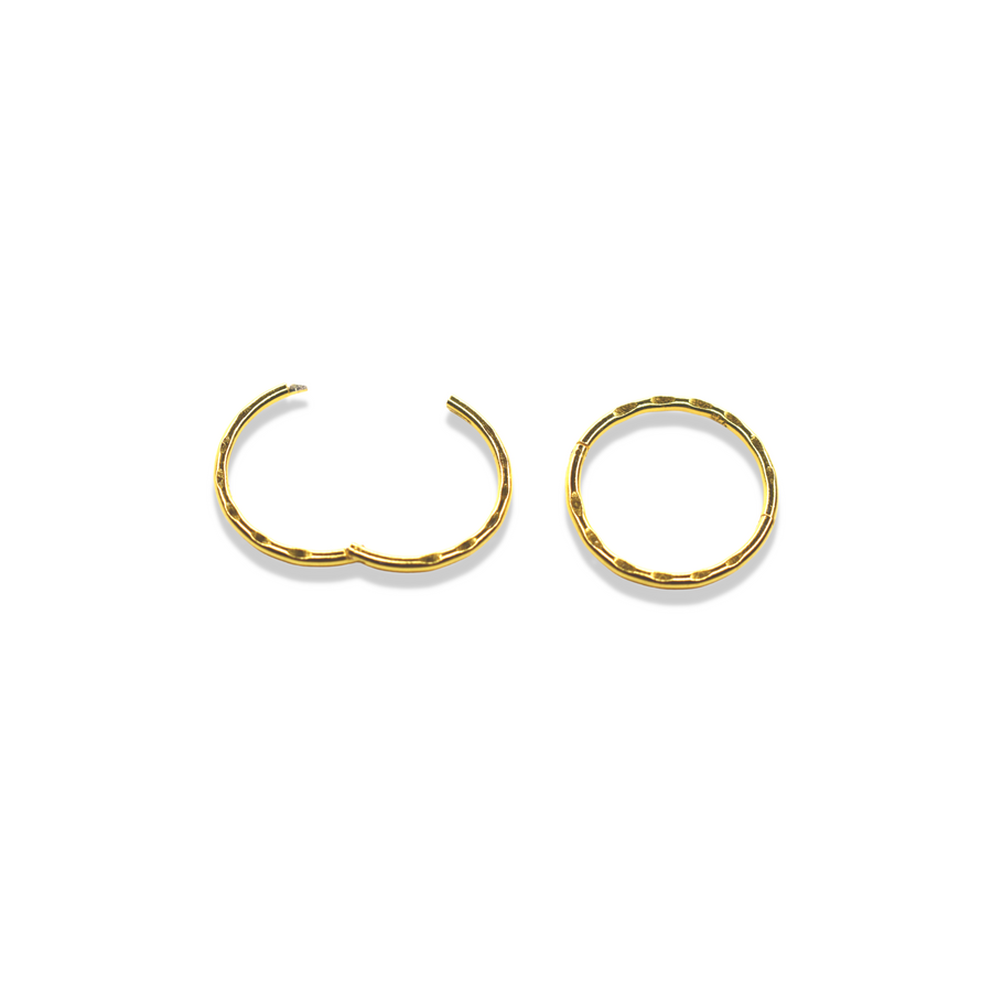 12mm Gold Faceted Sleeper Hinged Hoops