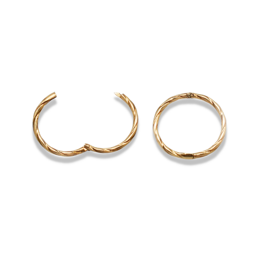 12mm Gold Twist Sleeper Hinged Hoops