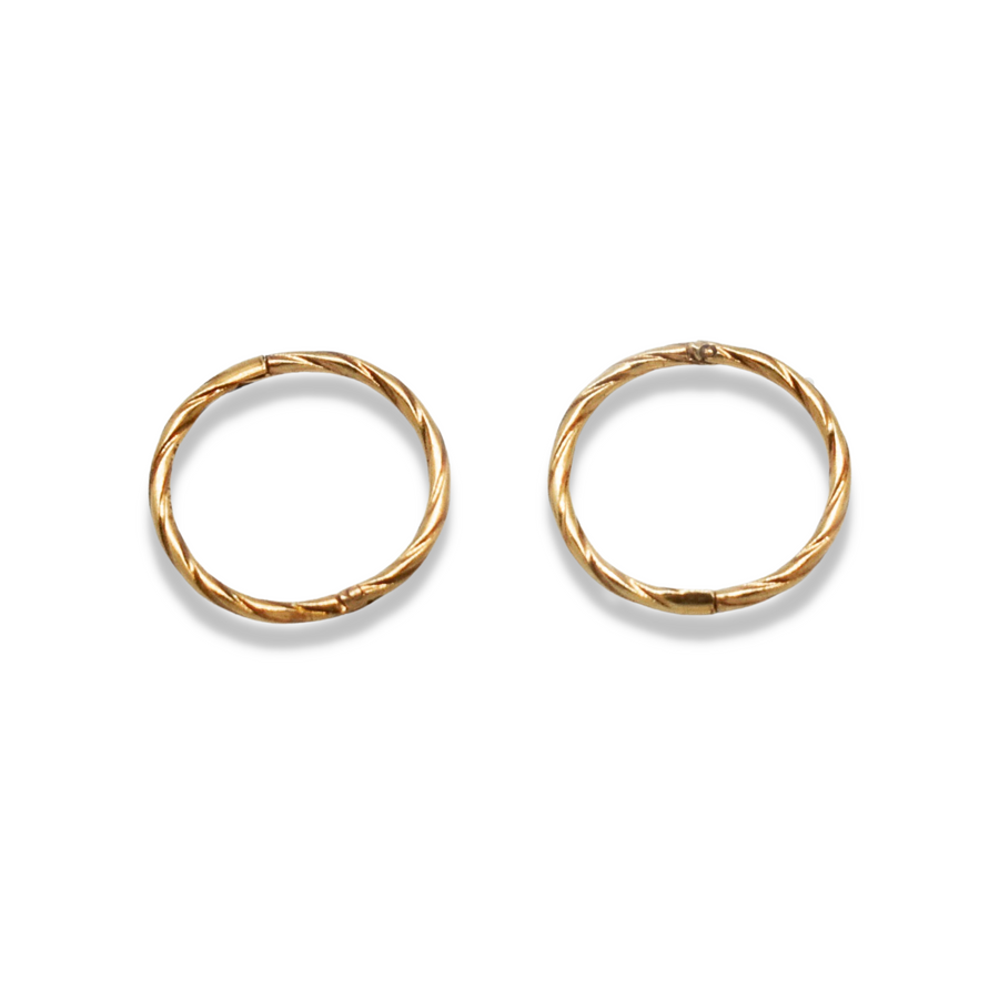 12mm Gold Twist Sleeper Hinged Hoops