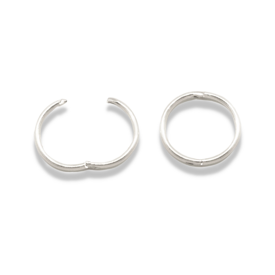 12mm Silver Sleeper Hinged Hoops