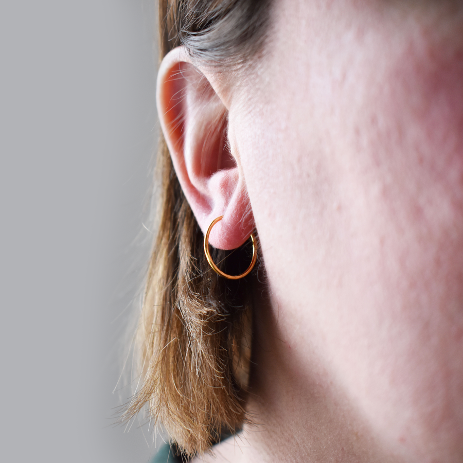 14mm Gold Faceted Sleeper Hinged Hoops