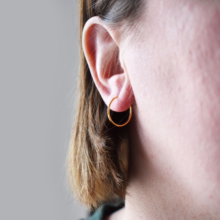 14mm Gold Sleeper Hinged Hoops